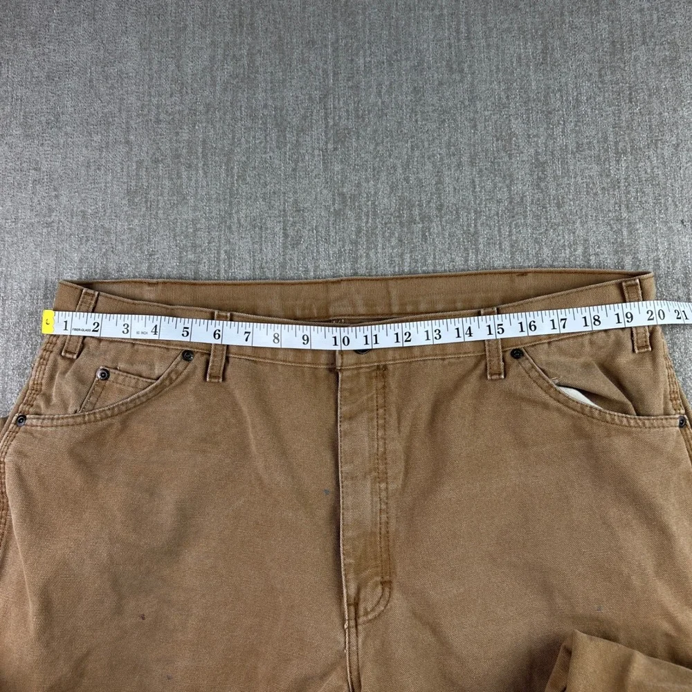 Dickies Relaxed Fit Tan Duck Canvas Carpenter Pants Mens 40x30 Paint‎ Distressed